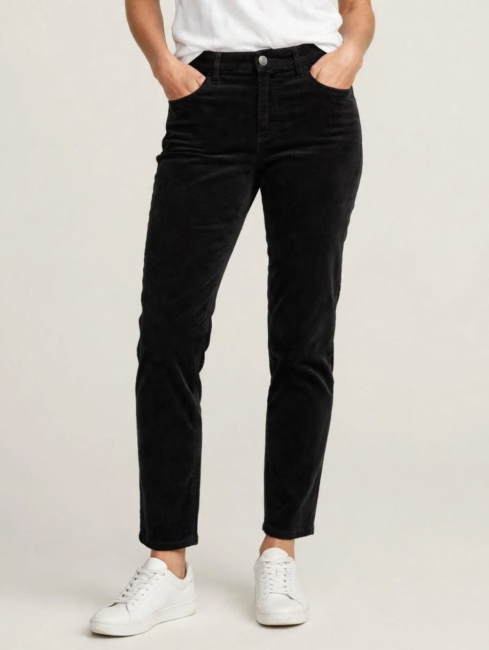 LOFT Outlet Womens Slim Straight Corduroy Pants Black Size 12 Stretch High Rise